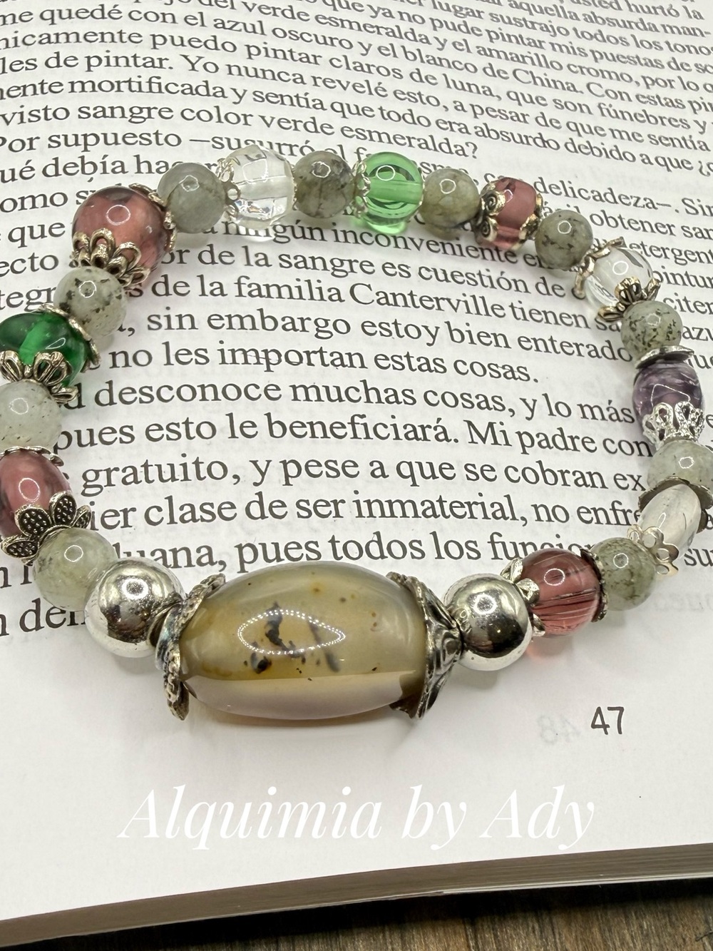 BEADED STATEMENT + Big montana agate and labradorite bracelet